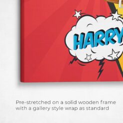 Custom Pop Art Style Dog Portrait - Pet illustration from photo - Red yellow split Canvas 15 pop art pet portrait illustrations dog red yellow split front view angled close up wall