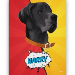 Custom Pop Art Style Dog Portrait - Pet illustration from photo - Red yellow split Canvas 18 pop art pet portrait illustrations dog red yellow split front view white