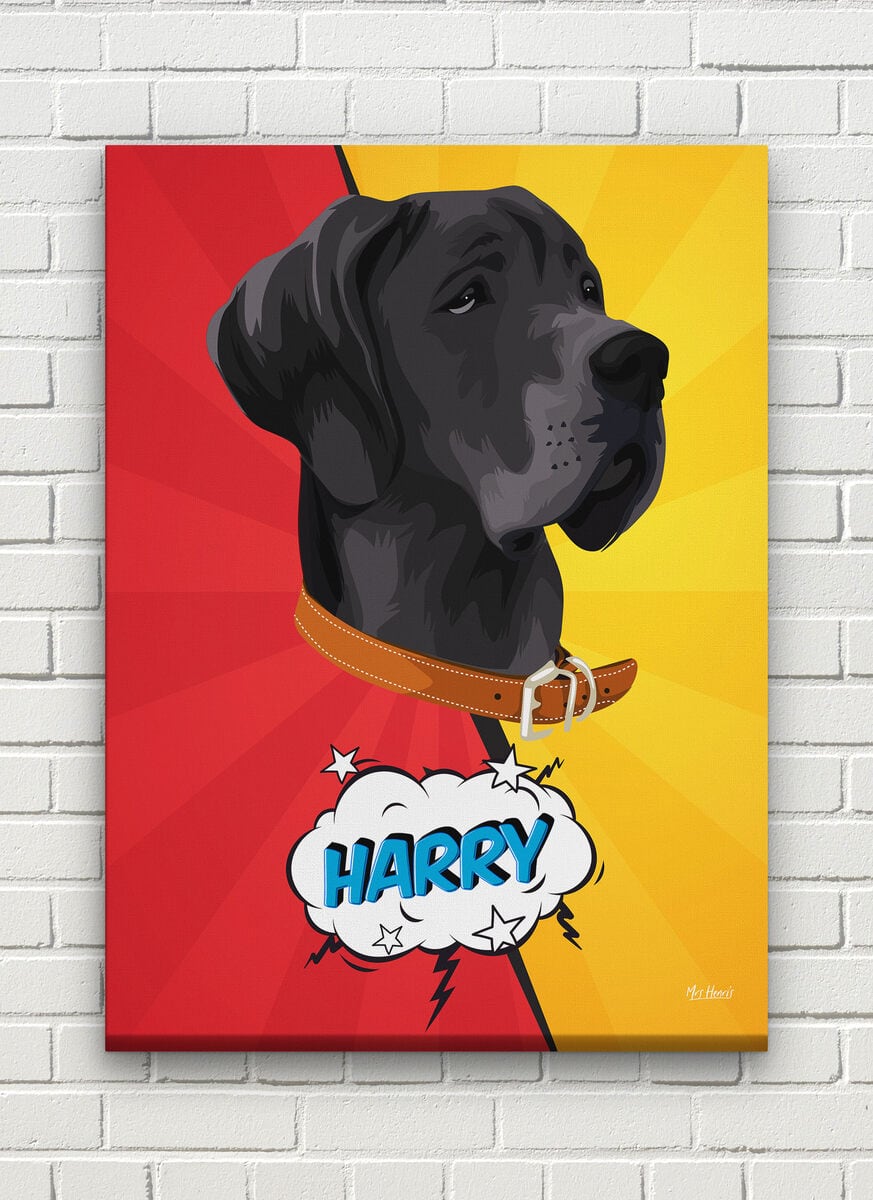 Custom Pop Art Style Dog Portrait - Pet illustration from photo - Red yellow split Canvas 8 Custom Pop Art Style Dog Portrait - Pet illustration from photo - Red yellow split Canvas - Image 6