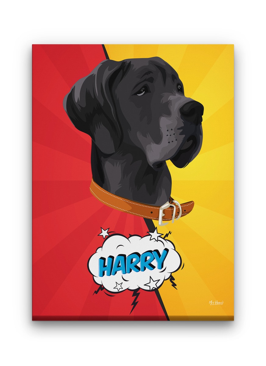Custom Pop Art Style Dog Portrait - Pet illustration from photo - Red yellow split Canvas 9 Custom Pop Art Style Dog Portrait - Pet illustration from photo - Red yellow split Canvas - Image 7