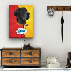 Custom Pop Art Style Dog Portrait - Pet illustration from photo - Red yellow split Canvas 19 pop art pet portrait illustrations dog red yellow split hall