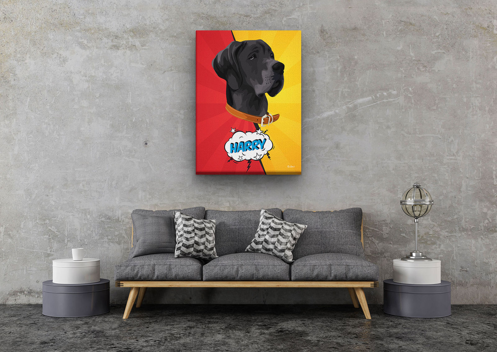 Custom Pop Art Style Dog Portrait - Pet illustration from photo - Red yellow split Canvas 11 Custom Pop Art Style Dog Portrait - Pet illustration from photo - Red yellow split Canvas - Image 9