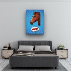 pop art pet portrait illustrations horse blue blast bedroom