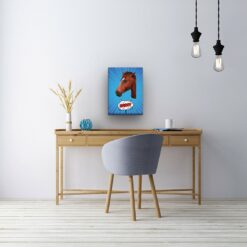 pop art pet portrait illustrations horse blue blast office