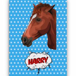 Custom Pop Art Style Horse Portrait - Pet illustration from photo - Blue dots Canvas 18 pop art pet portrait illustrations horse blue dots front view white