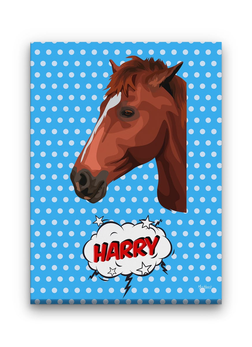 Custom Pop Art Style Horse Portrait - Pet illustration from photo - Blue dots Canvas 9 Custom Pop Art Style Horse Portrait - Pet illustration from photo - Blue dots Canvas - Image 7