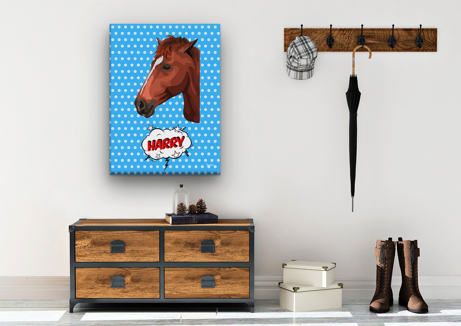 Custom Pop Art Style Horse Portrait - Pet illustration from photo - Blue dots Canvas 10 Custom Pop Art Style Horse Portrait - Pet illustration from photo - Blue dots Canvas - Image 8