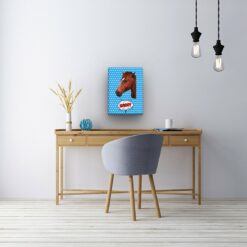 Custom Pop Art Style Horse Portrait - Pet illustration from photo - Blue dots Canvas 21 pop art pet portrait illustrations horse blue dots office
