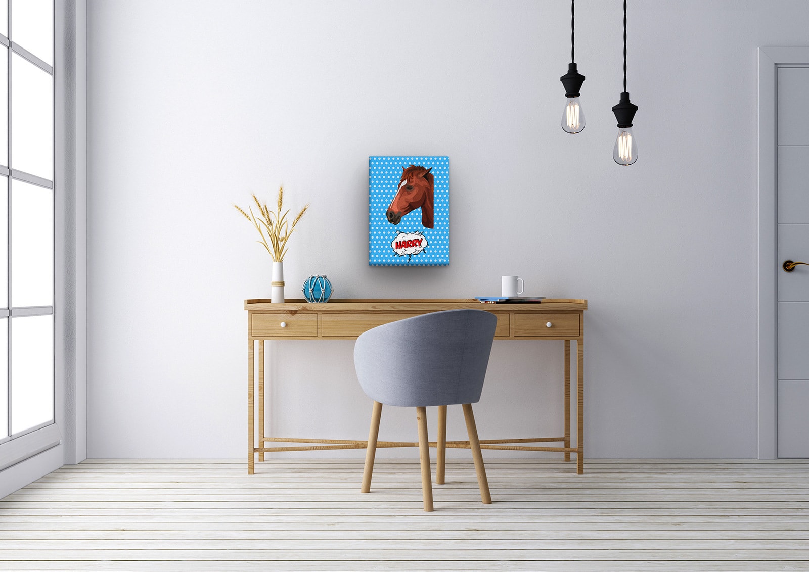 Custom Pop Art Style Horse Portrait - Pet illustration from photo - Blue dots Canvas 12 Custom Pop Art Style Horse Portrait - Pet illustration from photo - Blue dots Canvas - Image 10