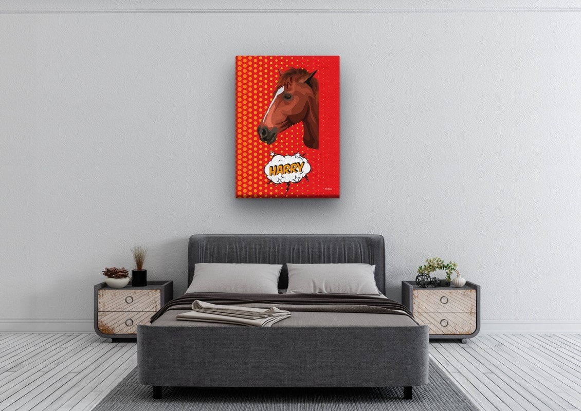 Custom Pop Art Style Horse Portrait - Pet illustration from photo - Dash Canvas 24 pop art pet portrait illustrations horse dash bedroom