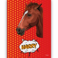 Custom Pop Art Style Horse Portrait - Pet illustration from photo - Dash Canvas 18 pop art pet portrait illustrations horse dash front view white