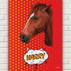 Custom Pop Art Style Horse Portrait - Pet illustration from photo - Dash Canvas 17 pop art pet portrait illustrations horse dash front view white bricks