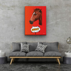 Custom Pop Art Style Horse Portrait - Pet illustration from photo - Dash Canvas 20 pop art pet portrait illustrations horse dash living room