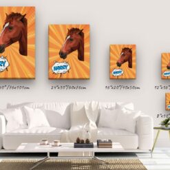 Custom Pop Art Style Horse Portrait - Pet illustration from photo - Orange blast Canvas 14 pop art pet portrait illustrations horse orange blast canvas size comparison