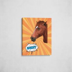 Custom Pop Art Style Horse Portrait - Pet illustration from photo - Orange blast Canvas 16 pop art pet portrait illustrations horse orange blast front view angled wall
