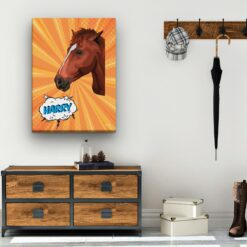 Custom Pop Art Style Horse Portrait - Pet illustration from photo - Orange blast Canvas 19 pop art pet portrait illustrations horse orange blast hall