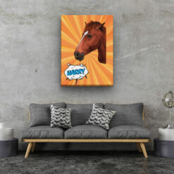 Custom Pop Art Style Horse Portrait - Pet illustration from photo - Orange blast Canvas 20 pop art pet portrait illustrations horse orange blast living room