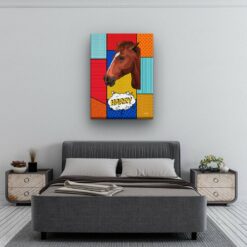 Custom Pop Art Style Horse Portrait - Pet illustration from photo - Patchwork Canvas 13 pop art pet portrait illustrations horse patchwork bedroom