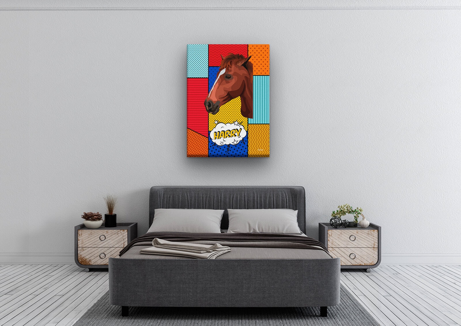 Custom Pop Art Style Horse Portrait - Pet illustration from photo - Patchwork Canvas 4 Custom Pop Art Style Horse Portrait - Pet illustration from photo - Patchwork Canvas - Image 2