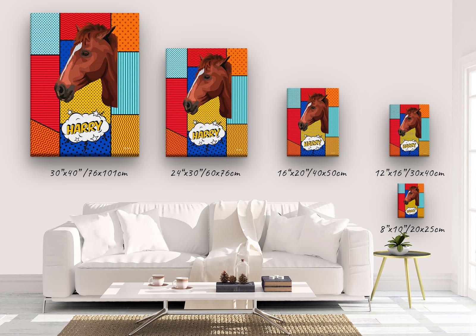 Custom Pop Art Style Horse Portrait - Pet illustration from photo - Patchwork Canvas 5 Custom Pop Art Style Horse Portrait - Pet illustration from photo - Patchwork Canvas - Image 3