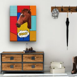 Custom Pop Art Style Horse Portrait - Pet illustration from photo - Patchwork Canvas 19 pop art pet portrait illustrations horse patchwork hall