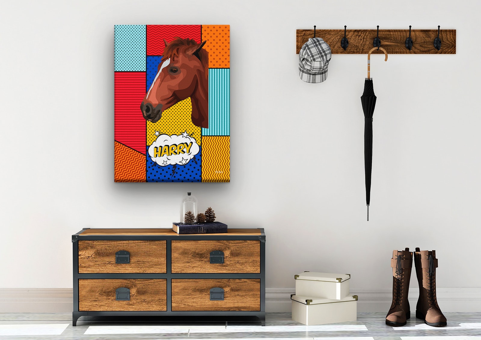 Custom Pop Art Style Horse Portrait - Pet illustration from photo - Patchwork Canvas 10 Custom Pop Art Style Horse Portrait - Pet illustration from photo - Patchwork Canvas - Image 8