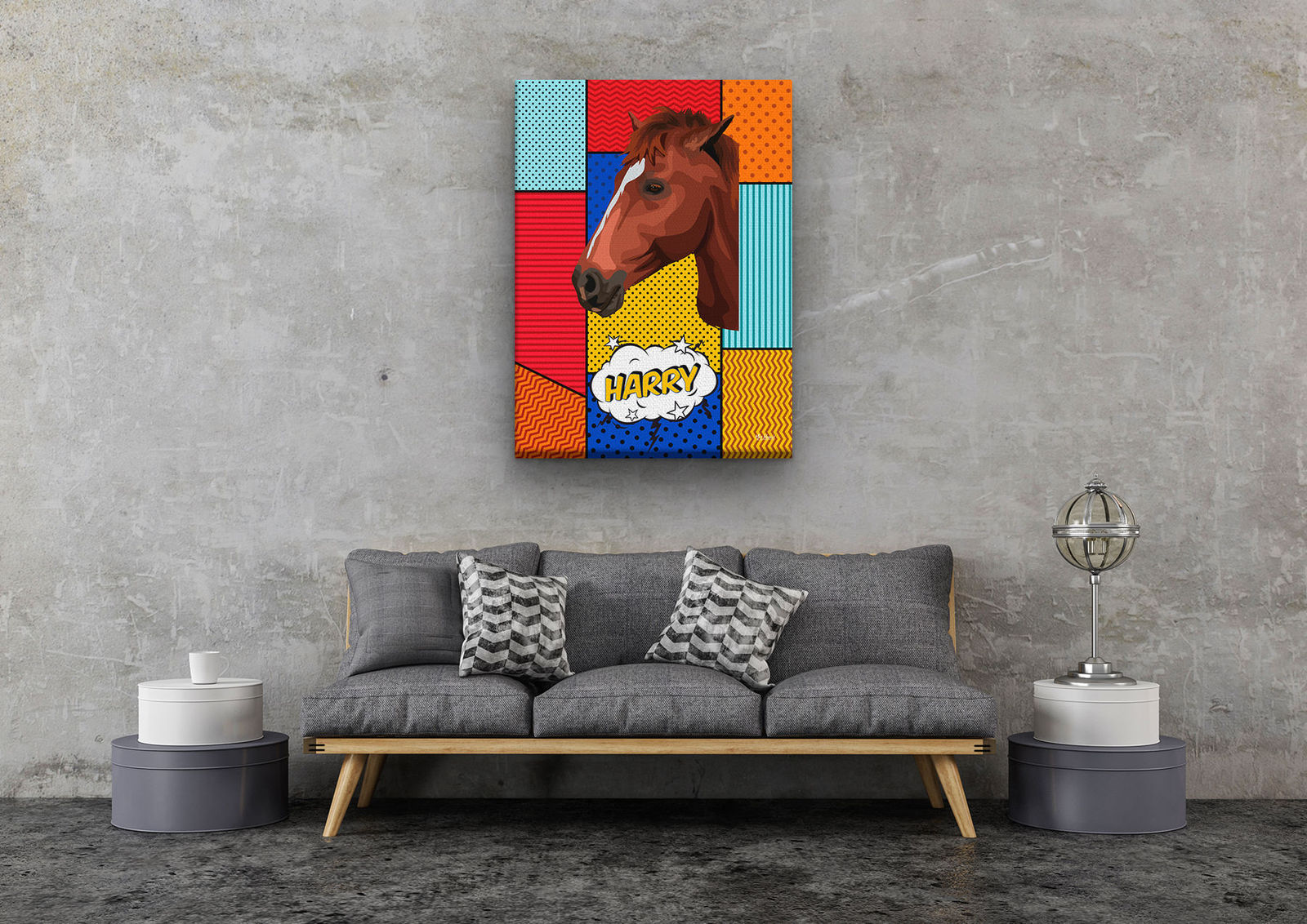 Custom Pop Art Style Horse Portrait - Pet illustration from photo - Patchwork Canvas 11 Custom Pop Art Style Horse Portrait - Pet illustration from photo - Patchwork Canvas - Image 9
