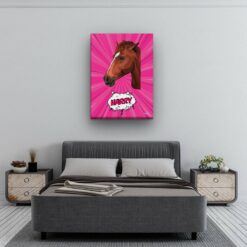Custom Pop Art Style Horse Portrait - Pet illustration from photo - Pink blast Canvas 12 pop art pet portrait illustrations horse pink blast bedroom