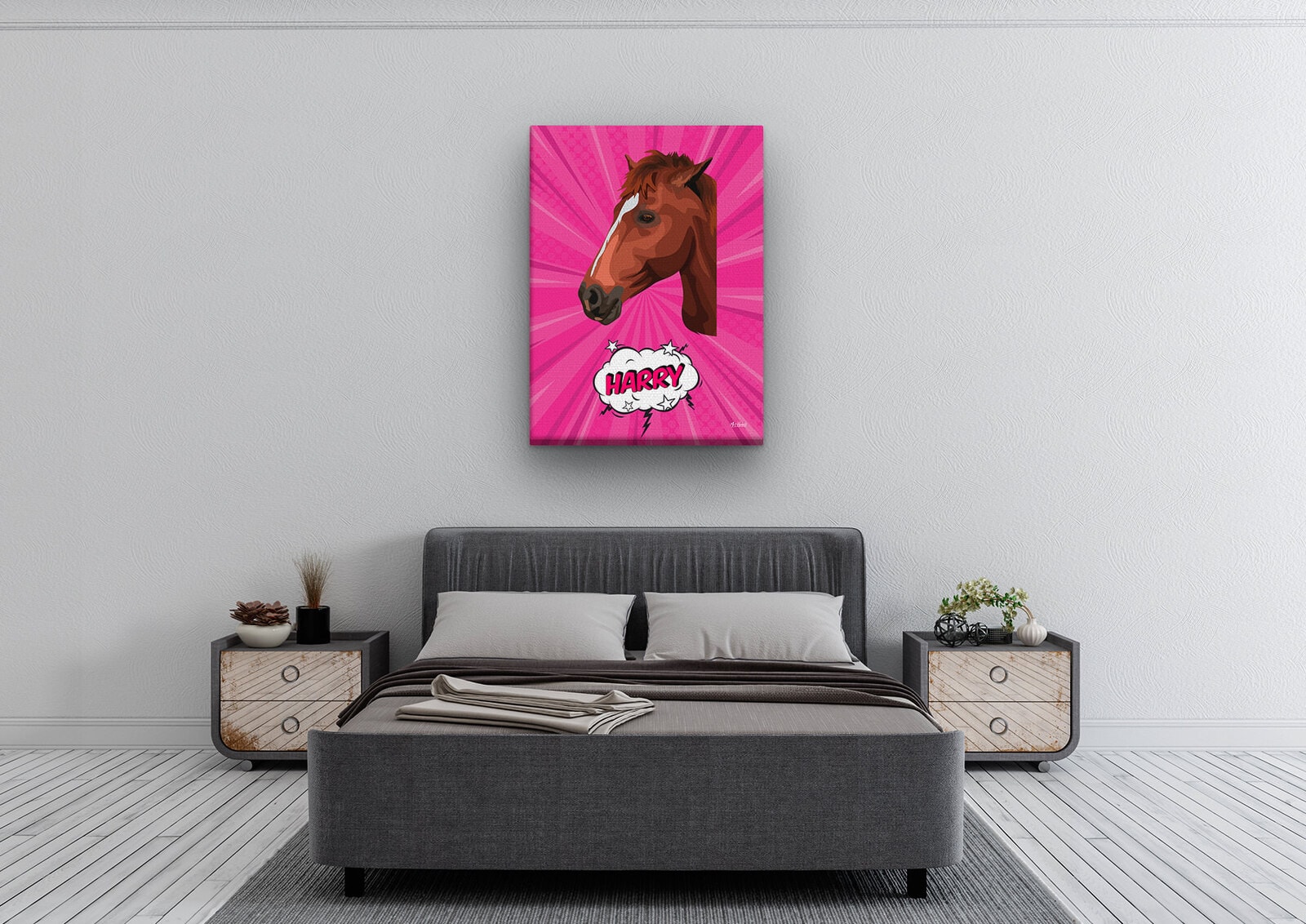 Custom Pop Art Style Horse Portrait - Pet illustration from photo - Pink blast Canvas 3 Custom Pop Art Style Horse Portrait - Pet illustration from photo - Pink blast Canvas - Image 2
