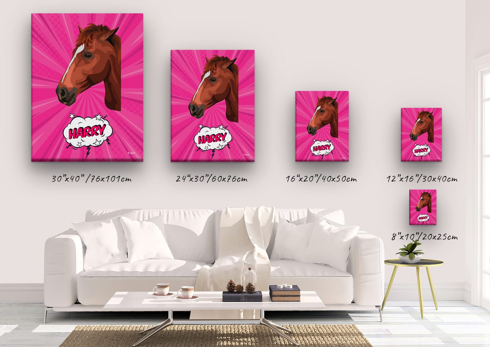 Custom Pop Art Style Horse Portrait - Pet illustration from photo - Pink blast Canvas 4 Custom Pop Art Style Horse Portrait - Pet illustration from photo - Pink blast Canvas - Image 3
