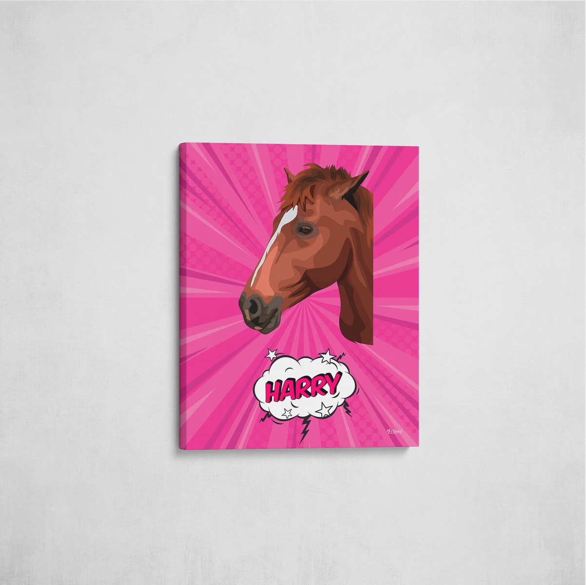 Custom Pop Art Style Horse Portrait - Pet illustration from photo - Pink blast Canvas 6 Custom Pop Art Style Horse Portrait - Pet illustration from photo - Pink blast Canvas - Image 5