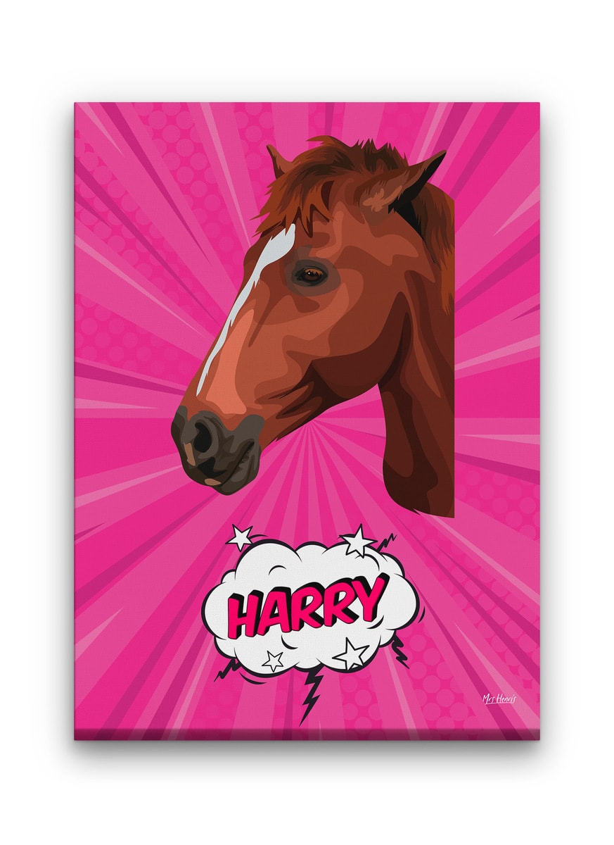 Custom Pop Art Style Horse Portrait - Pet illustration from photo - Pink blast Canvas 8 Custom Pop Art Style Horse Portrait - Pet illustration from photo - Pink blast Canvas - Image 7