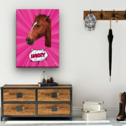 Custom Pop Art Style Horse Portrait - Pet illustration from photo - Pink blast Canvas 18 pop art pet portrait illustrations horse pink blast hall