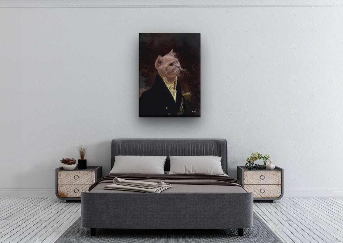 The Aristocrat - Renaissance Cat canvas portrait from photo 23 renaissance cat canvas aristocrat painting white bedroom