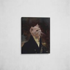The Aristocrat - Renaissance Cat canvas portrait from photo 15 renaissance cat canvas aristocrat painting white front view angled wall