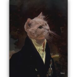 The Aristocrat - Renaissance Cat canvas portrait from photo 17 renaissance cat canvas aristocrat painting white front view white