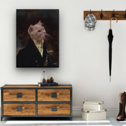 The Aristocrat - Renaissance Cat canvas portrait from photo 18 renaissance cat canvas aristocrat painting white hall