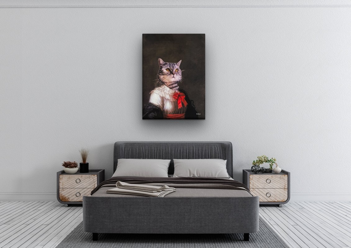 The Baroness - Renaissance Cat canvas portrait from photo 24 renaissance cat canvas baronesse painting white bedroom