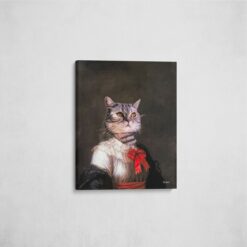The Baroness - Renaissance Cat canvas portrait from photo 17 renaissance cat canvas baronesse painting white front view angled wall