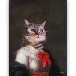 The Baroness - Renaissance Cat canvas portrait from photo 15 renaissance cat canvas baronesse painting white front view white