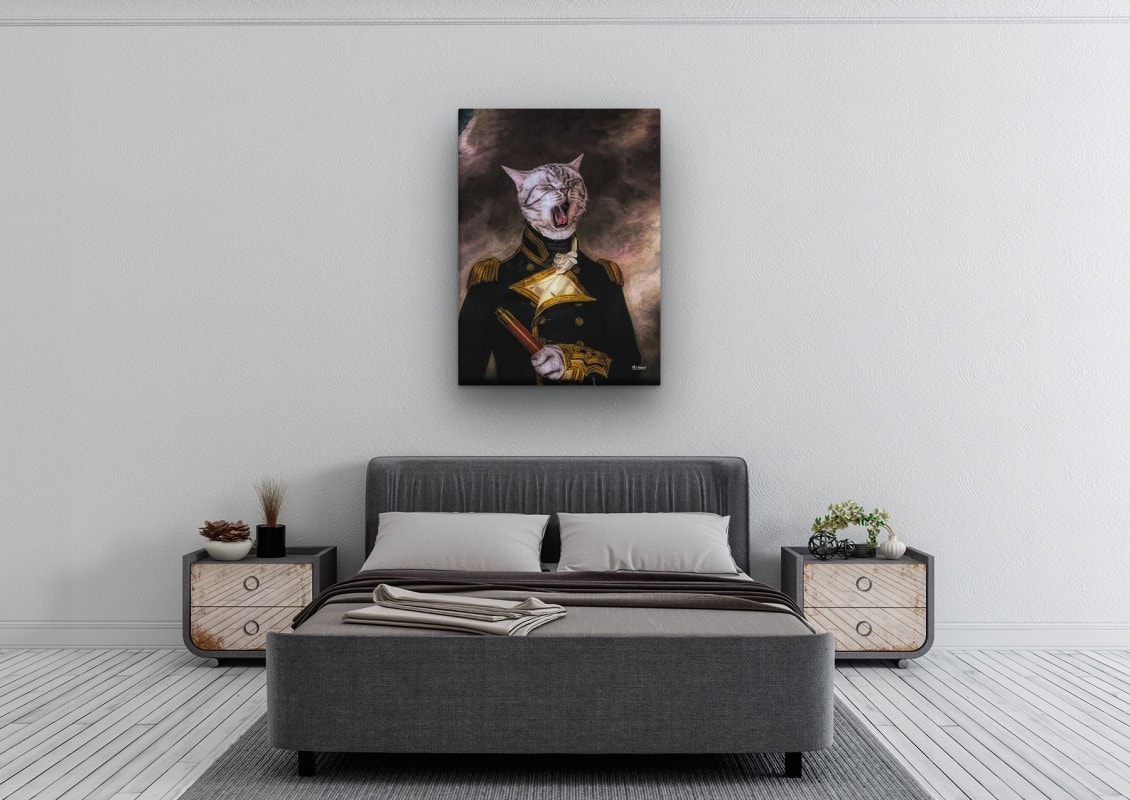 The Captain - Renaissance Cat canvas portrait from photo 22 renaissance cat canvas captain painting white bedroom