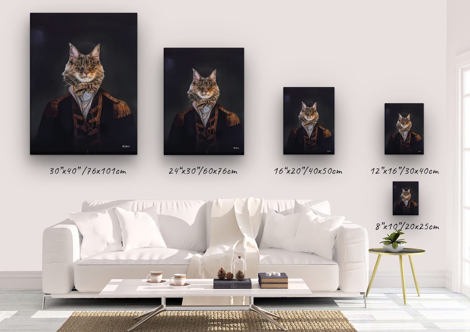 The Commander - Renaissance Cat canvas portrait from photo 5 The Commander - Renaissance Cat canvas portrait from photo - Image 3