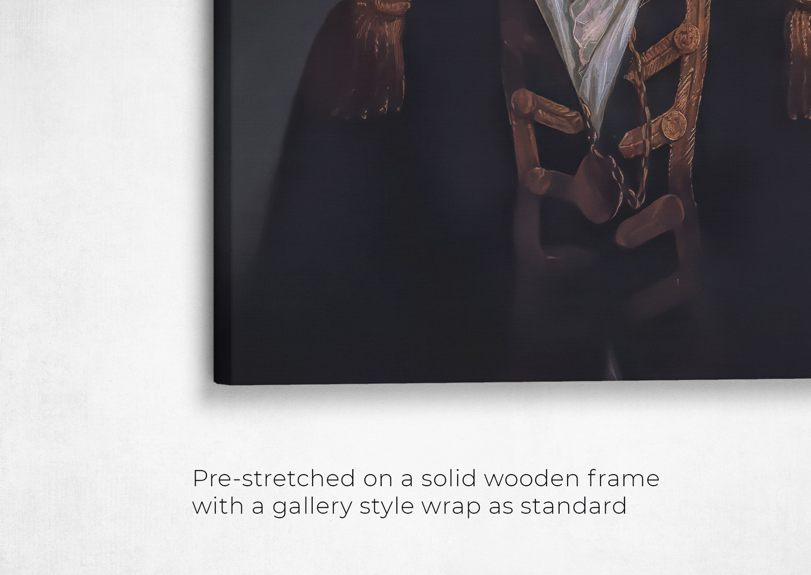 The Commander - Renaissance Cat canvas portrait from photo 22 renaissance cat canvas commander painting white front view angled close up wall