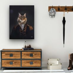 The Commander - Renaissance Cat canvas portrait from photo 19 renaissance cat canvas commander painting white hall