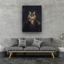 The Commander - Renaissance Cat canvas portrait from photo 20 renaissance cat canvas commander painting white living room