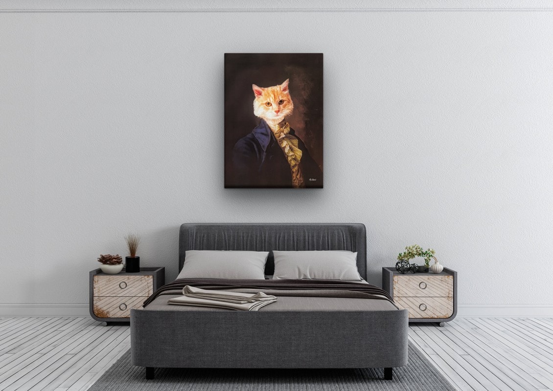 renaissance cat canvas count painting white bedroom