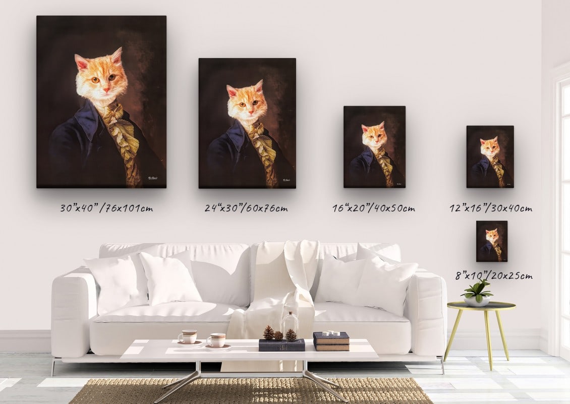 renaissance cat canvas count painting white canvas size comparison