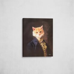 renaissance cat canvas count painting white front view angled wall