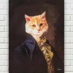 renaissance cat canvas count painting white front view white bricks