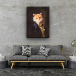 renaissance cat canvas count painting white living room